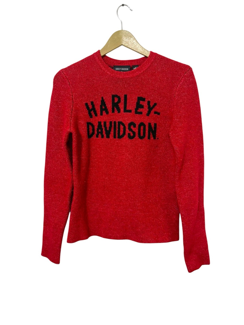 Harley Davidson Women’s Small Red Black Knit Sweater Biker Colorful Grunge Punk